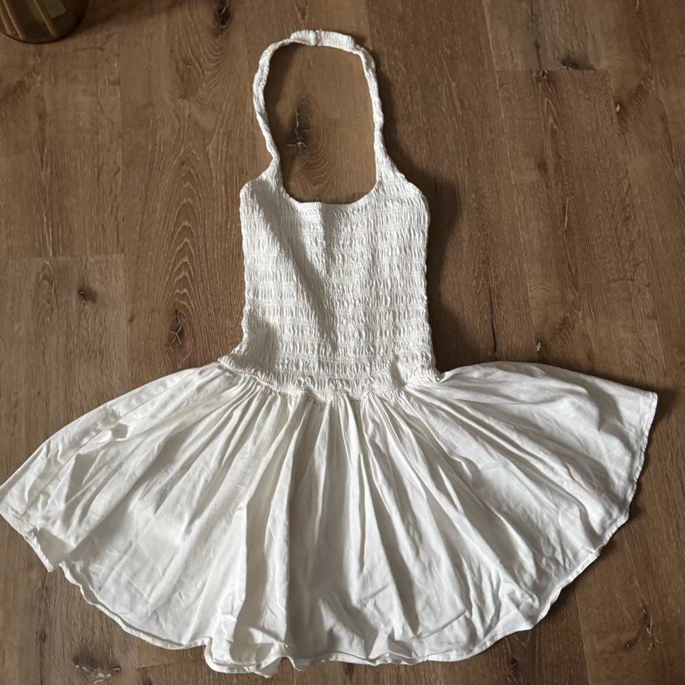 Meshki White‎ Halter Smocked Mini Dress Size S